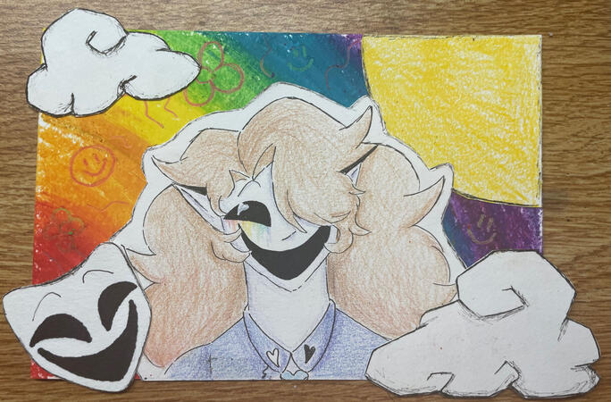 Colored Pencils, Oil Pastels, Ink Pen